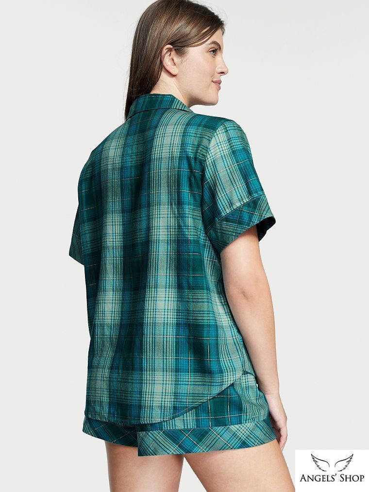 Фланелева піжама з шортами в клітинку Flannel Short PJ Set, S