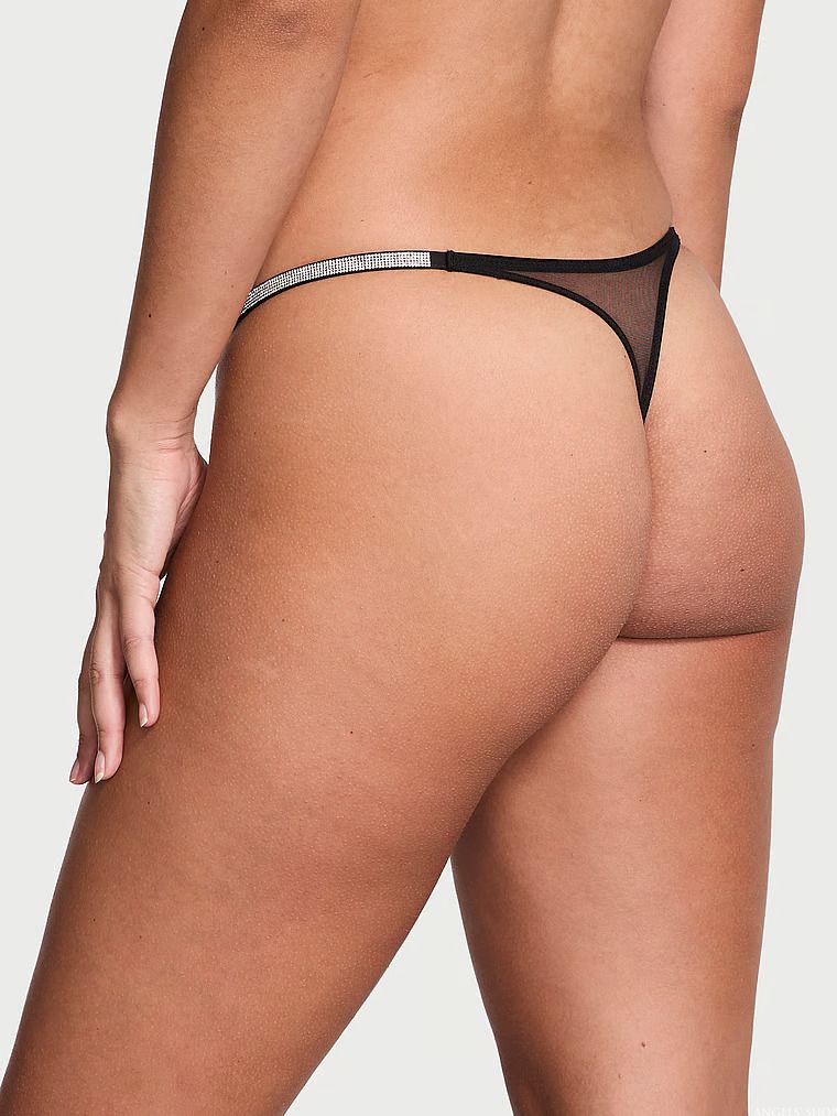 Женские трусики со стразами Sheer Shine Thong Panty Victoria's Secret , L