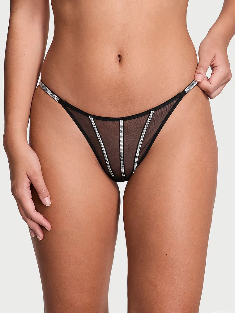 Женские трусики со стразами Sheer Shine Thong Panty Victoria's Secret , L