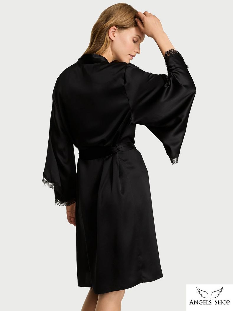 Сатиновий халат Satin Rose Lace-Trim Midi Robe Victoria's Secret