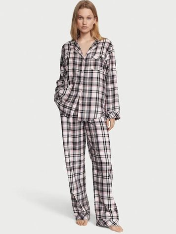 Пижама в клетку Victoria's Secret Cotton Long PJ Set в клетку, M