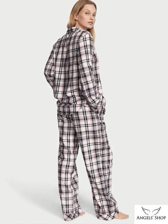 Пижама в клетку Victoria's Secret Cotton Long PJ Set в клетку, XL