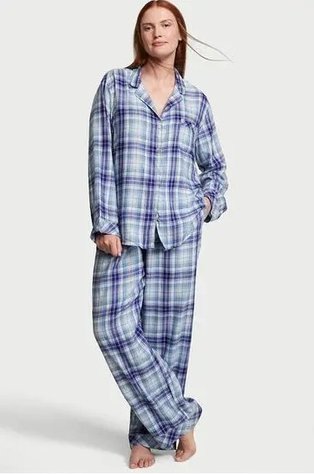 Пижама в клетку Victoria's Secret Cotton Long PJ Set в клетку, XS