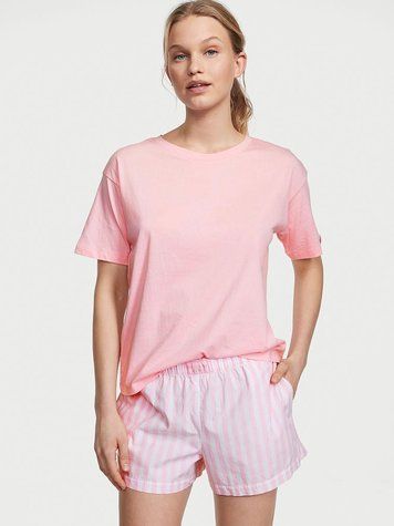 Ніжно рожева котонова піжама Victoria's Secret з шортами, M