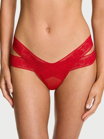Червоні трусики-стрінги Rose Lace Strappy Cut-Out Thong Panty червоний