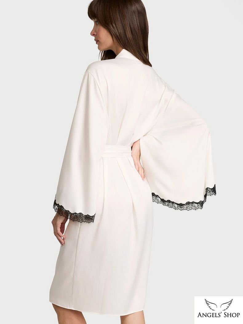 Сатиновий халат Satin Rose Lace-Trim Midi Robe Victoria's Secret