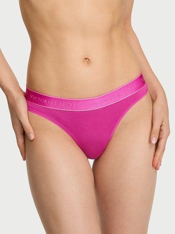 Рожеві трусики-стрінги Logo Cotton Thong Panty рожевий
