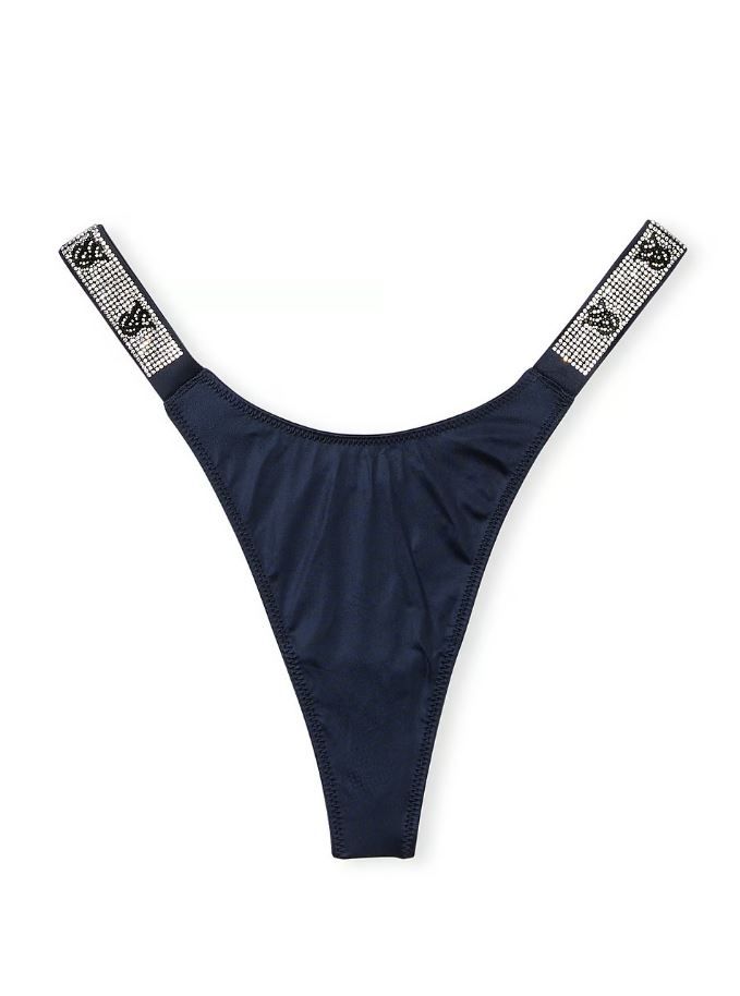 Женские синие трусики со стразами Victoria's Secret Bombshell Shine V-string Panty, XS