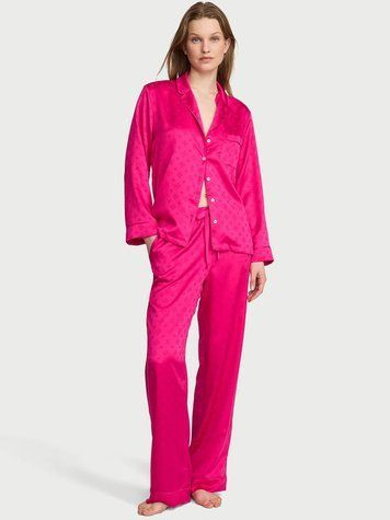Сатинова піжама Signature Satin Long Pajama Set Victoria's Secret