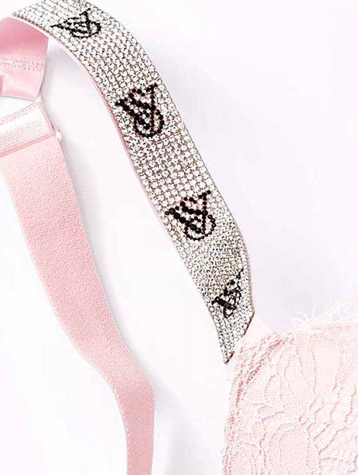 Розовый кружевной бюстгальтер с пуш-ап со стразами Victoria's Secret Embellished Very Sexy, 32C