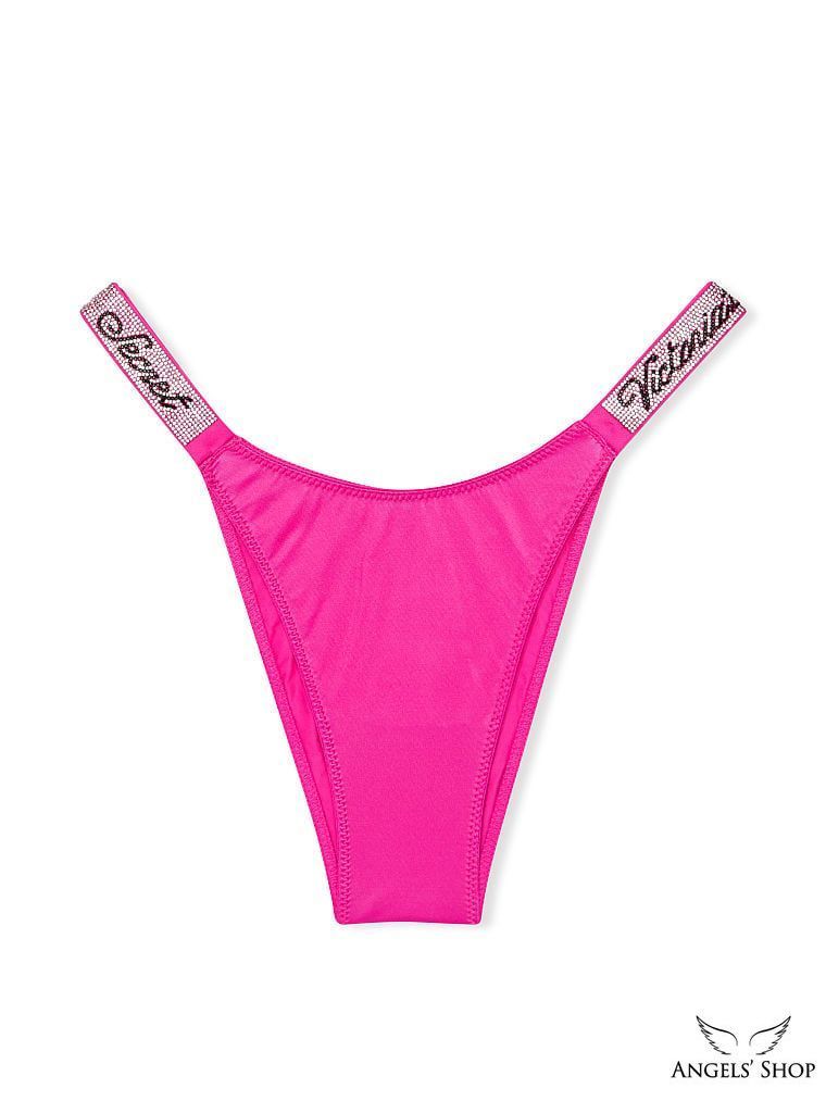 Женские розовые трусики со стразами Victoria's Secret Bombshell Shine V-string Panty, XS