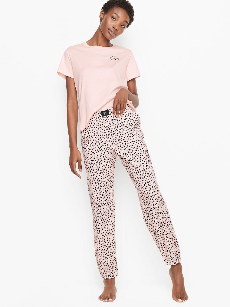 Пижама футболка с фланелевыми штанами Виктория Сикрет Cotton & Flannel, S