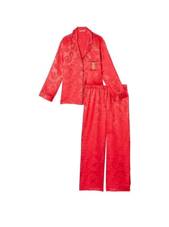 Красная сатиновая пижама Victoria's Secret The Satin Long PJ Set, XS