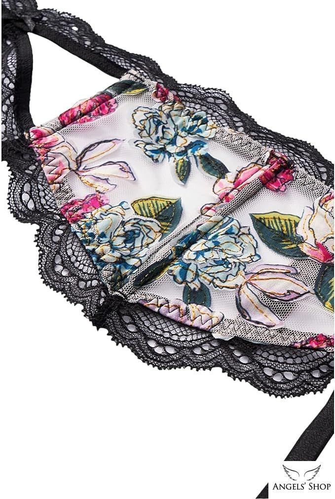 Чорний пояс для панчіх з квітковим візерунком Victoria's Secret Wild Roses Garter Belt, XS\S