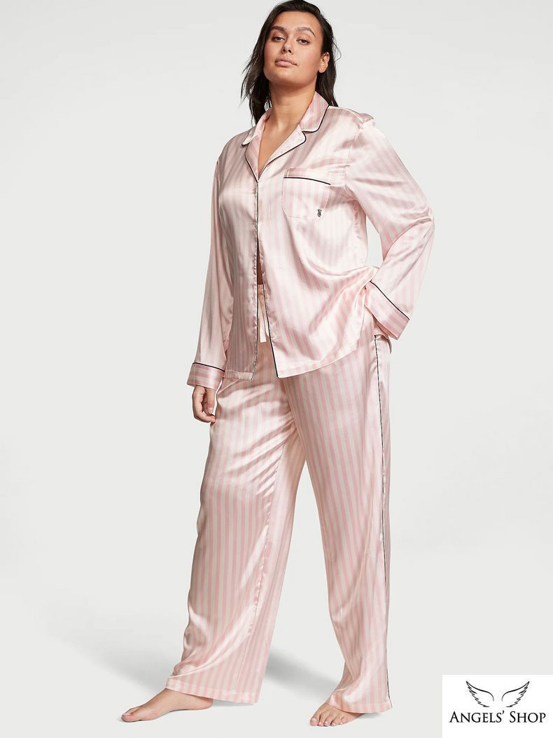 Сатинова піжама Glazed Satin Long Pajama Set Victoria's Secret, L