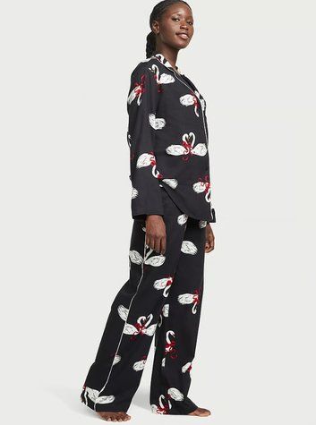 Синя коттонова піжама Victoria's Secret Cotton Long PJ Set, XS