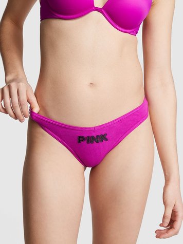 Женские розовые коттоновые трусики стринги от PINK Victoria's Secret, M