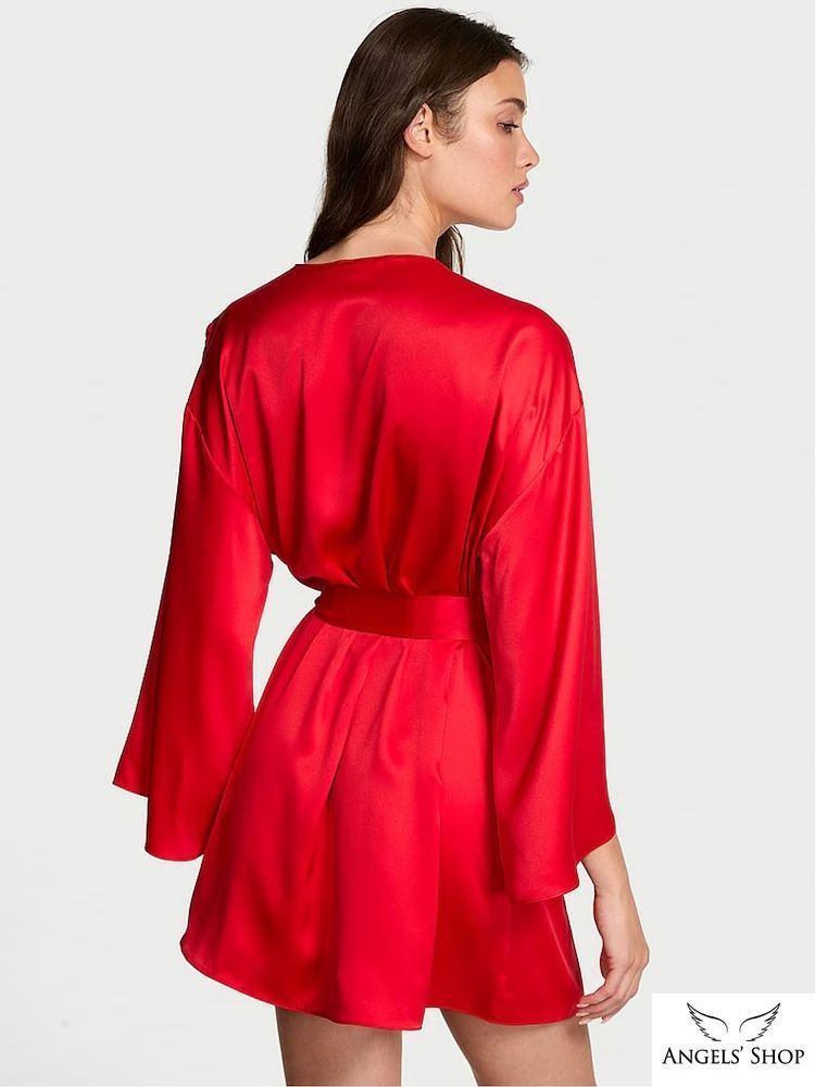 Сатиновий халат Red Satin Sparkle Bow Short Robe Victoria&rsquo;s Secret