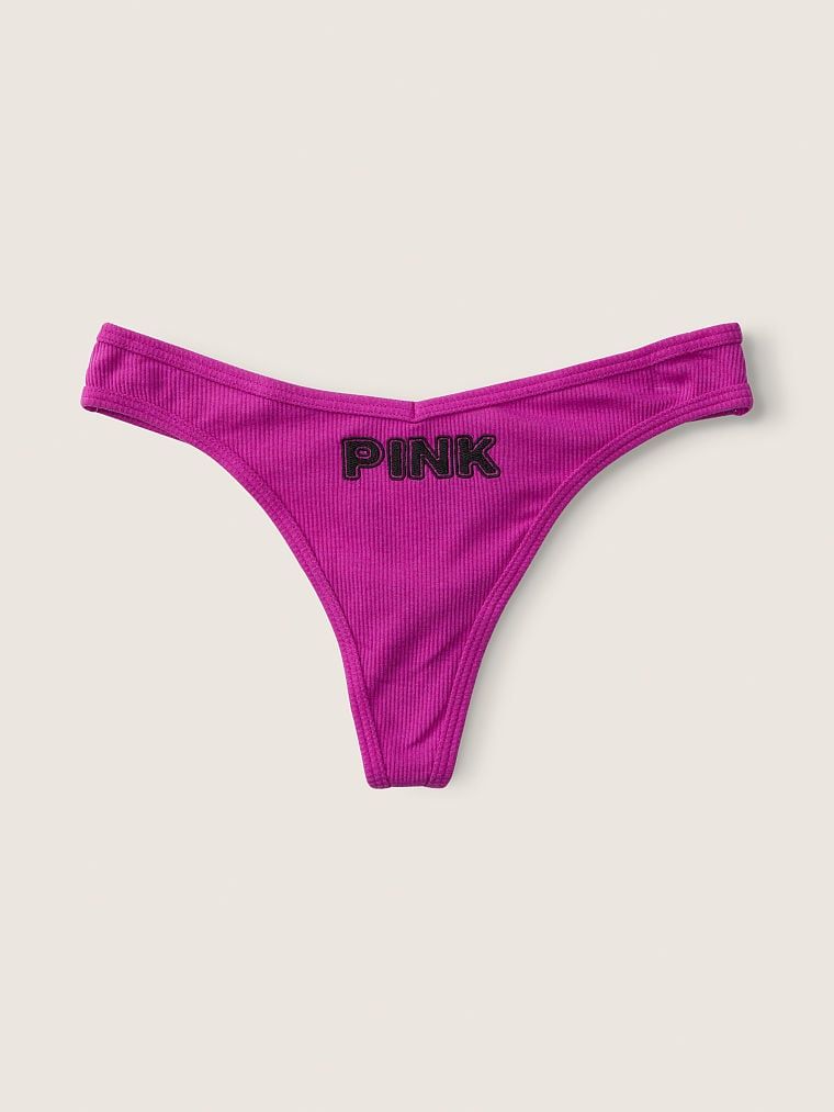 Женские розовые коттоновые трусики стринги от PINK Victoria's Secret, M