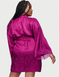 Атласный халат фуксия с кружевом Victoria's Secret Jacquard Flounce Robe, XS\S