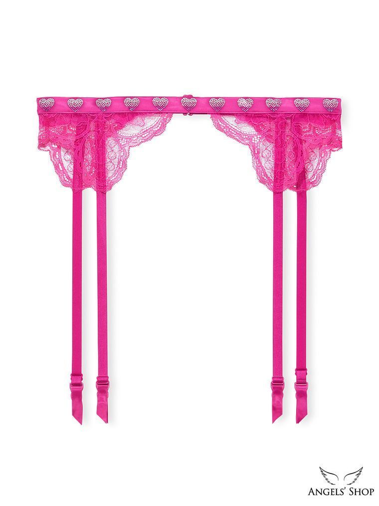 Рожевий мереживний пояс зі стразами Victoria's Secret Shine Strap Lace Garter Belt, XS\S
