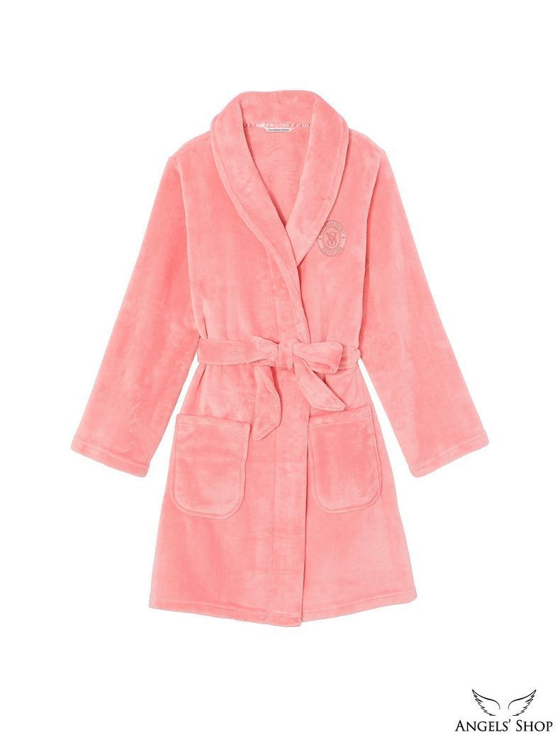 Теплий короткий  рожевий халат Short Cozy Robe Victoria's Secret, M\L