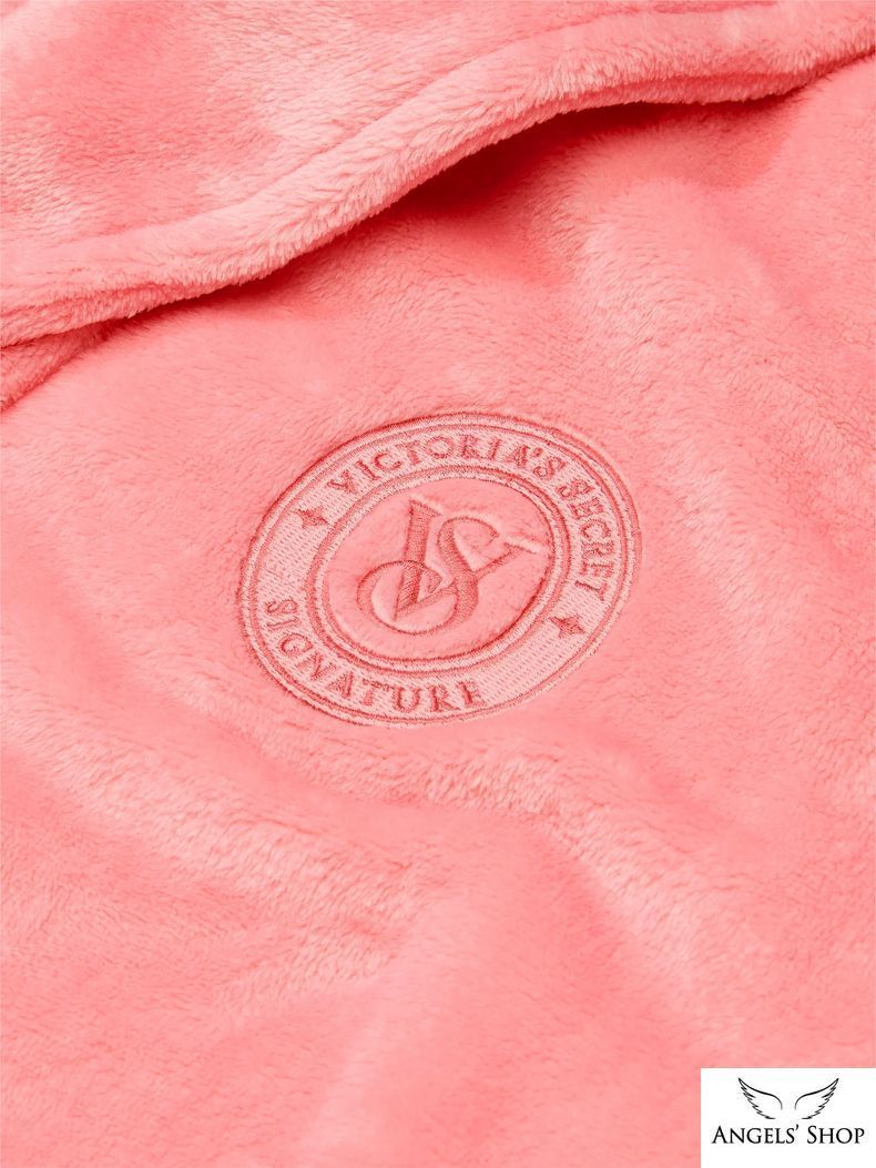 Теплий короткий  рожевий халат Short Cozy Robe Victoria's Secret, M\L