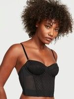 Чорне мереживне бюстьє Victoria's Secret Lightly Lined Floral Lace Bustier черный