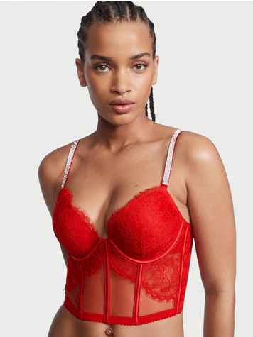 Бюстье с пуш-апом со стразами Victoria's Secret Bombshell Shine Strap Push-Up Bra Top, 32DD
