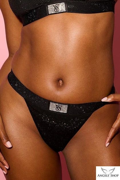 Комплект білизни Shine Cotton Wireless Plunge Bralette & Shine V-String Panty чорний