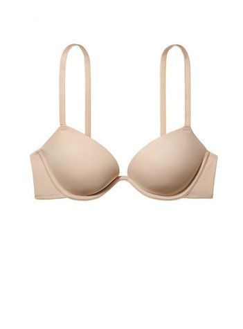 Бежевый бюстгальтер с двойным пуш-ап Victoria's Secret Pink Wear Everywhere Super Push-up Bra, 34A
