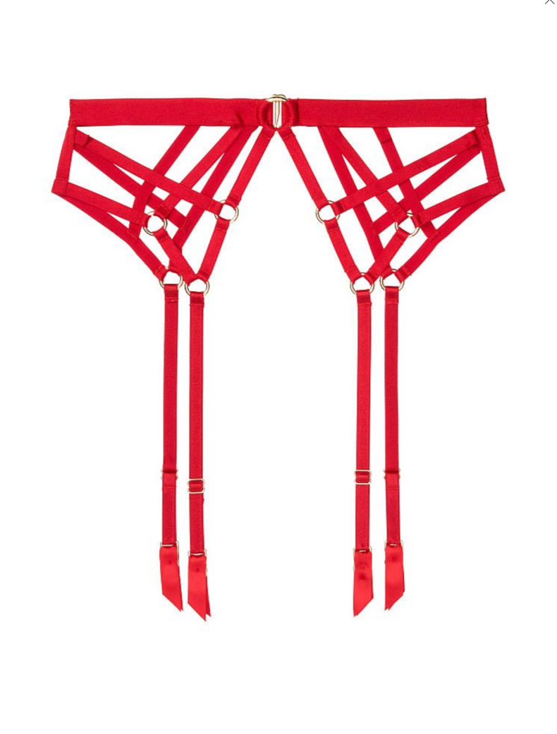 Красный пояс с подвязками для чулок Victoria's Secret Strappy Garter Belt Red, XS\S