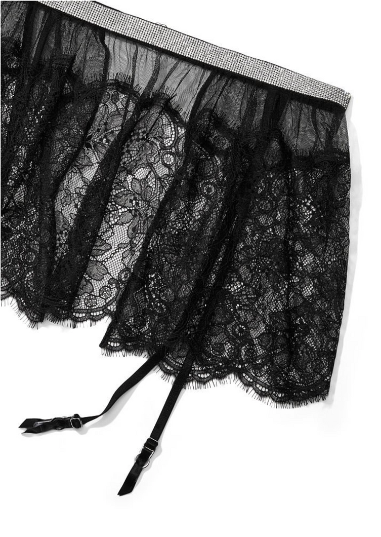 Черный пояс со стразами для чулок Victoria's Secret Shine Strap Garter Belt, XS\S
