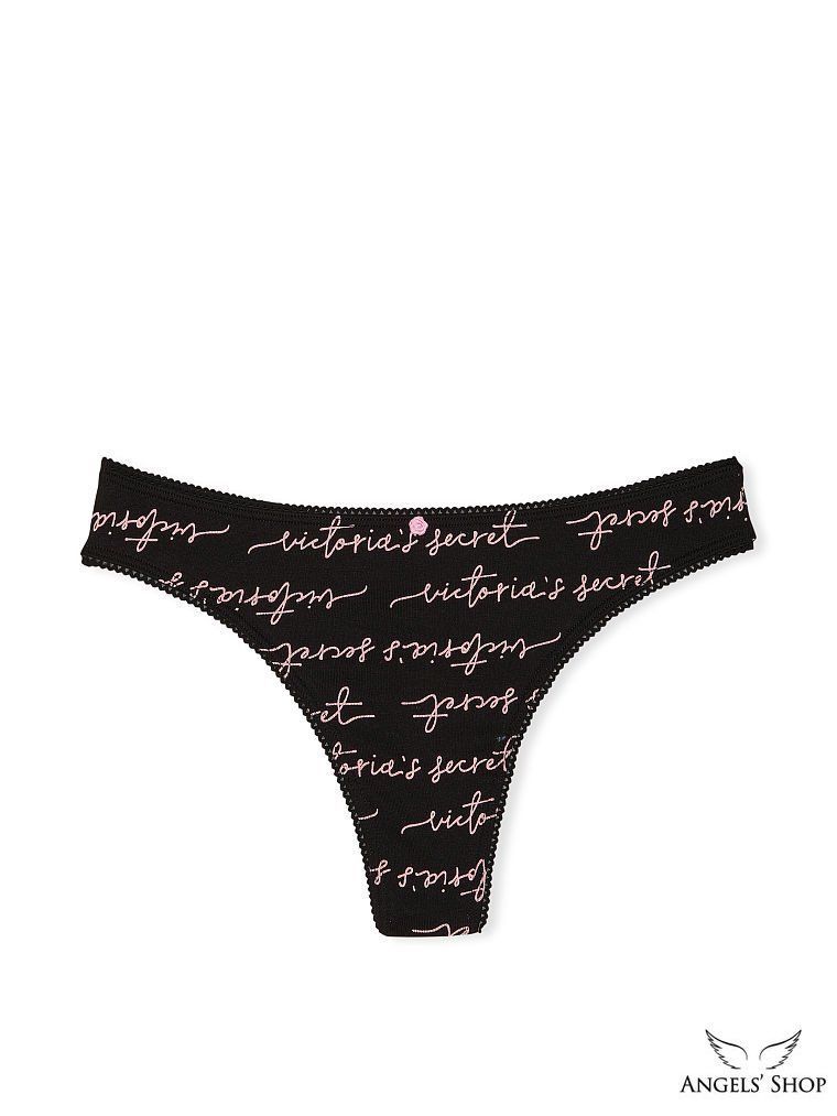 Жіночі котонові чорні трусики стрінги Victoria's Secret, M