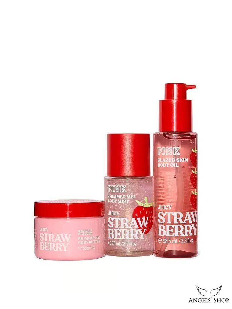 Подарунковий набір Victoria's Secret PINK Juicy Strawberry Let's Glow Away Shimmer Travel Set