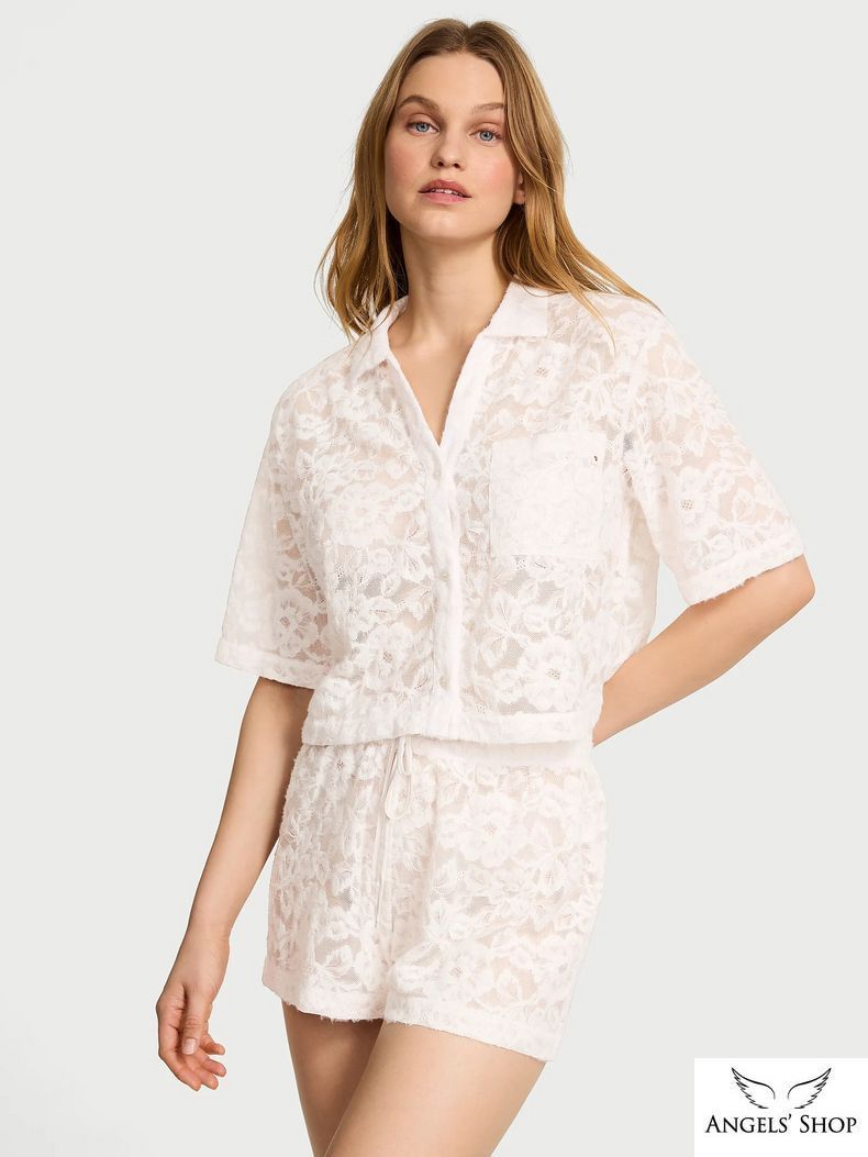 Пижама Luxe Soft Lace Cropped Short Pajama Set Victoria's Secret, XL