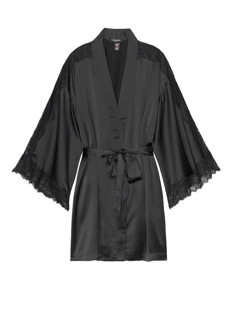 Черный атласный халат Victoria's Secret, XS\S