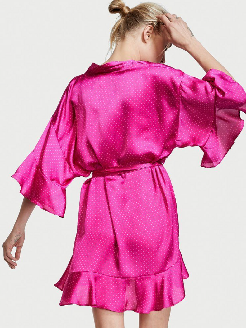Атласный халат Victoria's Secret Floral Satin Short Kimono, XS\S