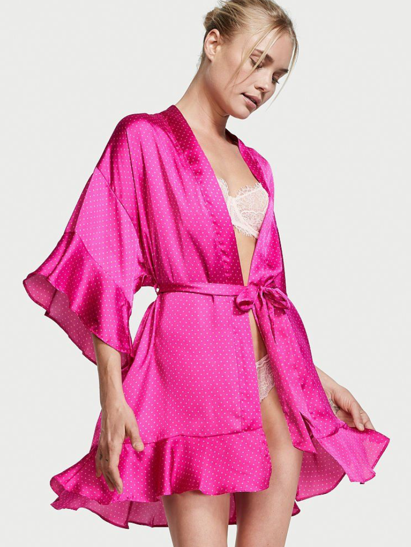 Атласний халат Victoria's Secret Floral Satin Short Kimono, XS\S