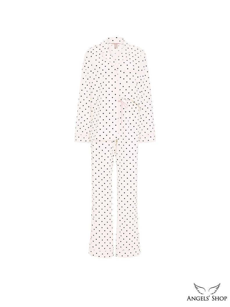 Біла піжама з принтом Heritage Cotton Long Pajama Set Victoria's Secret белый;с принтом