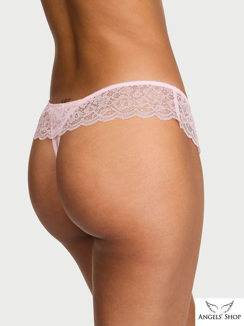 Трусики-стрінги Tease Satin Lace-Trim Skirted Thong Panty в смужку