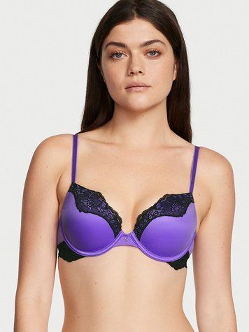 Фиолетовый кружевной бюстгальтер с пуш-апом Victoria's Secret Push Up Lace Bra, 34B
