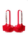 Червоний комплект білизни зі стразами Victoria’s Secret Bombshell Shine Strap, 34B, XS