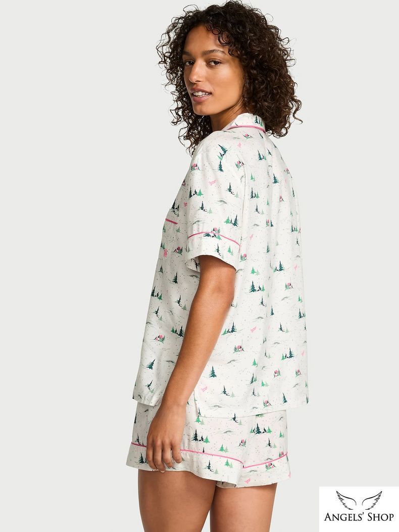 Белая пижама с принтом Flannel Short Pajama Set Victoria's Secret белый