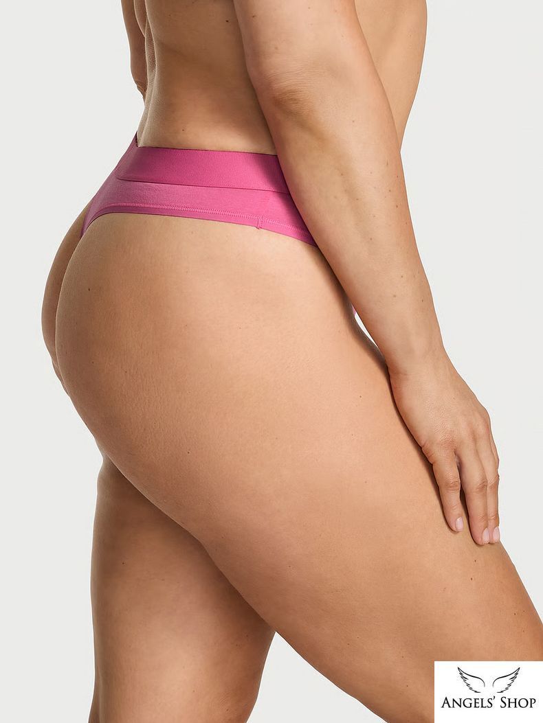 Рожеві трусики-стрінги Logo Cotton Shine Patch Thong Panty рожевий