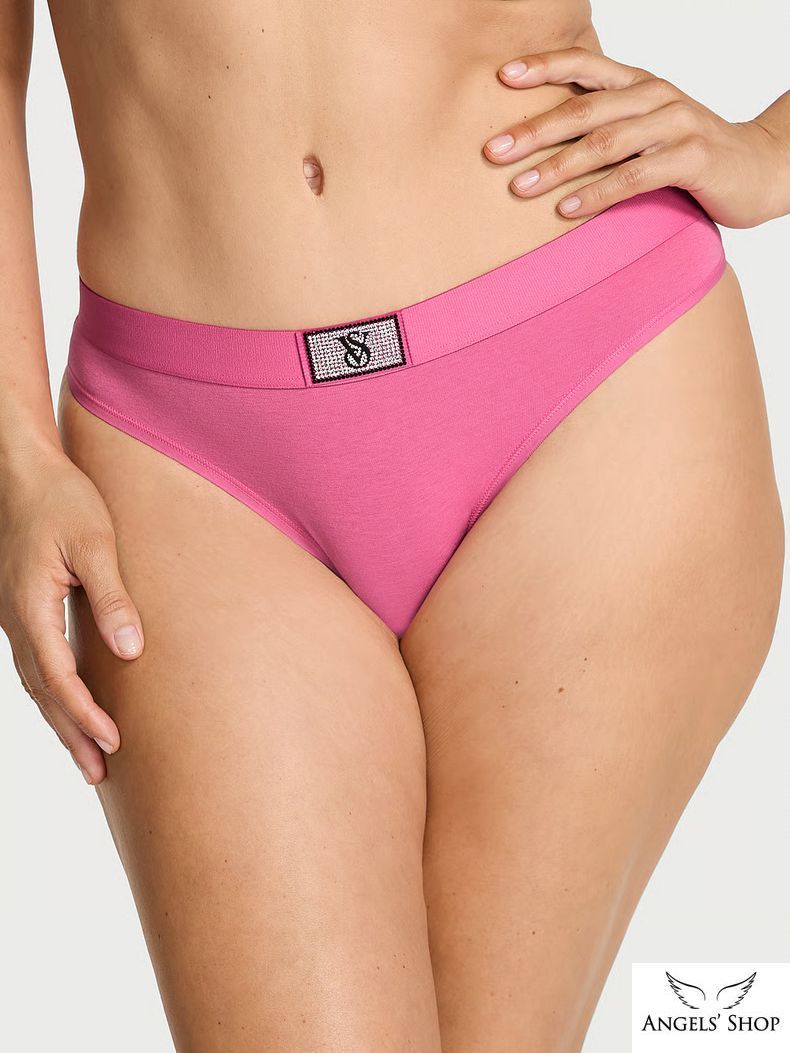 Рожеві трусики-стрінги Logo Cotton Shine Patch Thong Panty рожевий