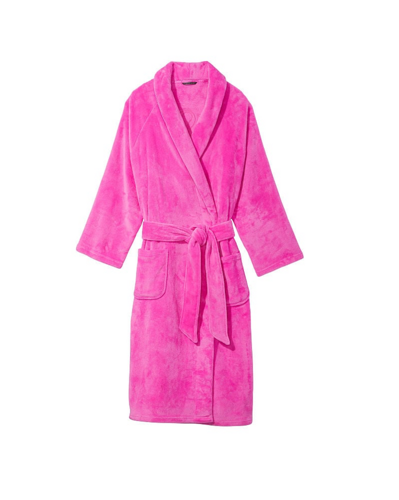 Розовый плюшевый халат Victoria's Secret Plush Long Robe, XS\S