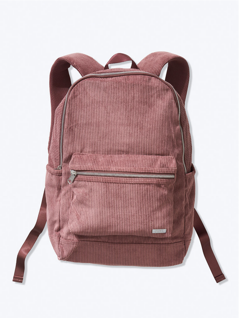 Розовый вельветовый рюкзак Victoria’s Secret Corduroy Backpack Pink