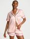Рожева сатинова піжама в смужку Signature Satin Short Pajama Set Victoria's Secret в смужку