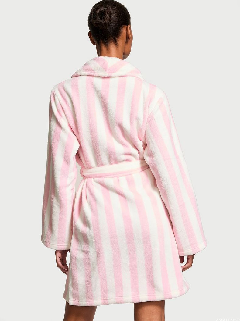 Розовый плюшевый халат Victoria's Secret Short Cozy Robe, XS\S